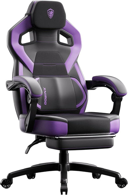 Ergonomischer Gaming-Stuhl mit Fußstütze und Lendenstütze