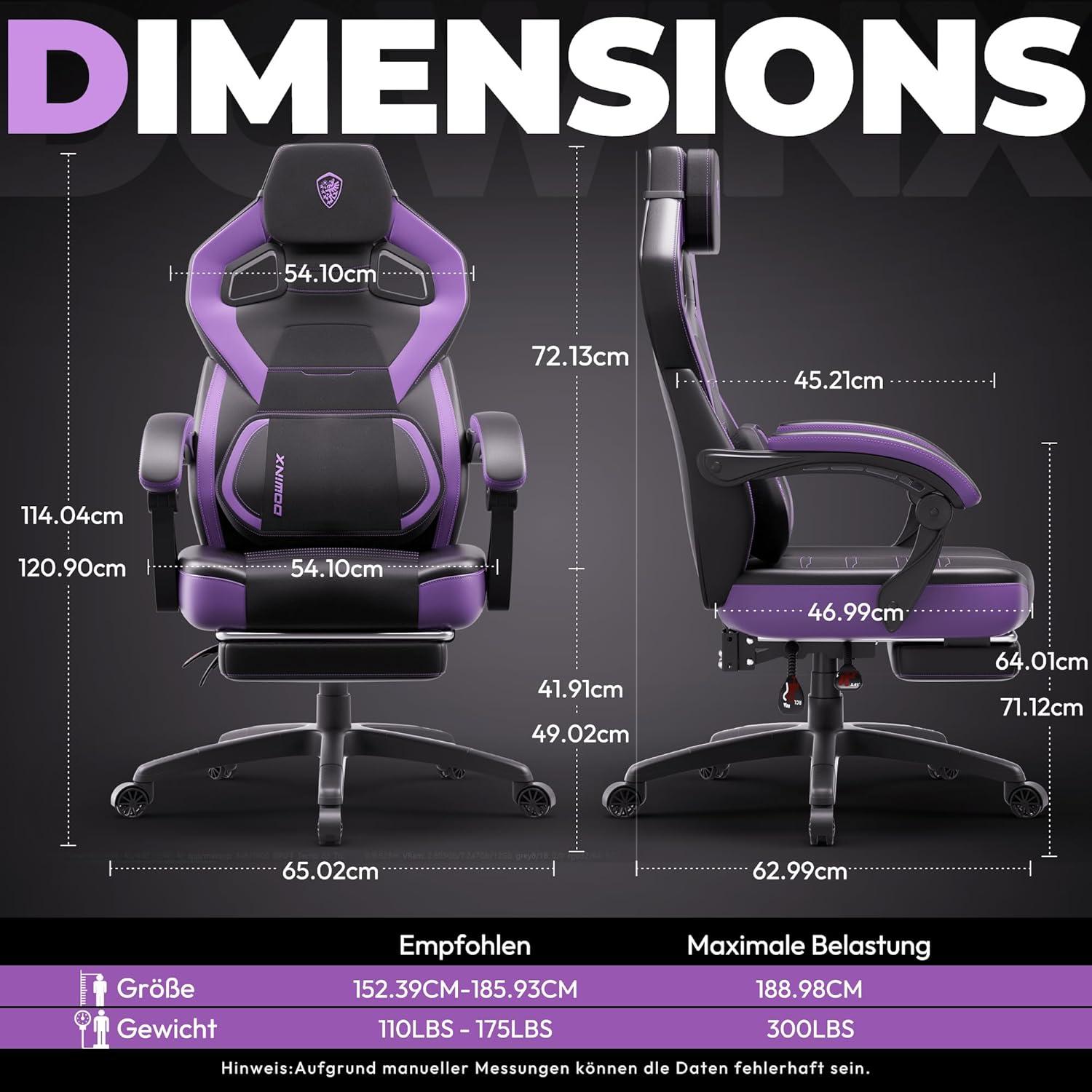Ergonomischer Gaming-Stuhl mit Fußstütze und Lendenstütze