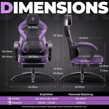 Ergonomischer Gaming-Stuhl mit Fußstütze und Lendenstütze