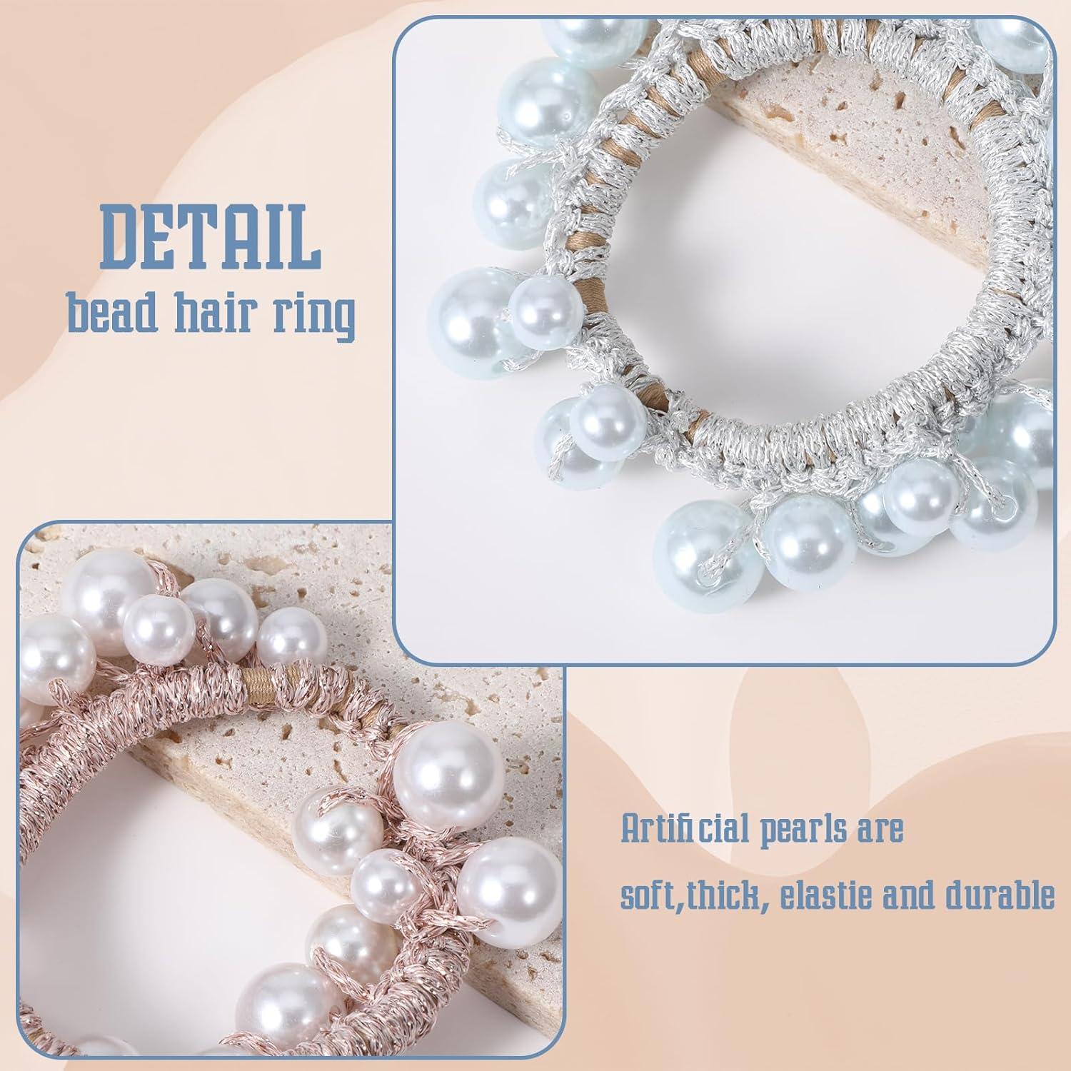 Perlen Haargummi Set Scrunchies Damen Haarschmuck Kinder