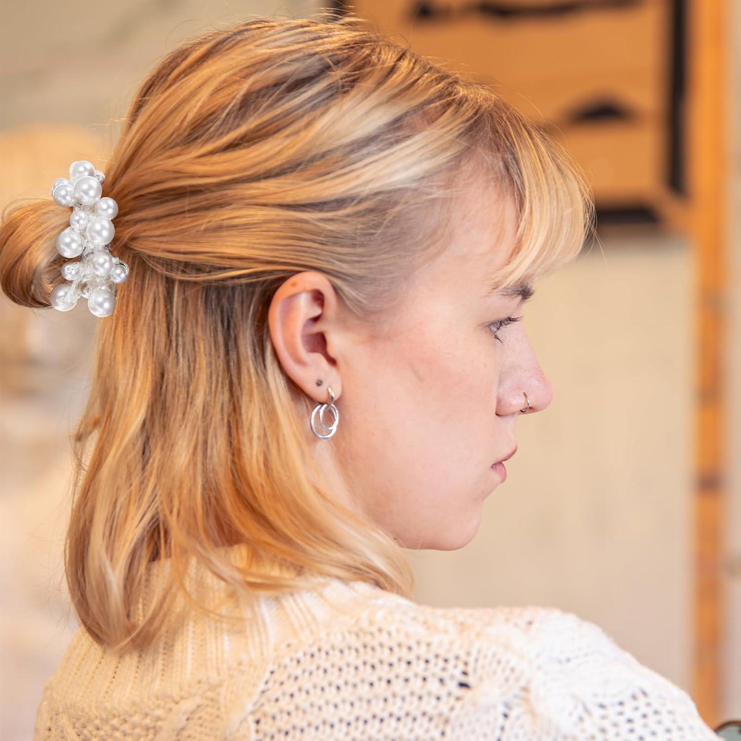 3 Deluxe Perlen Haargummi Set - Stilvolles Haaraccessoire für Damen & Mädchen