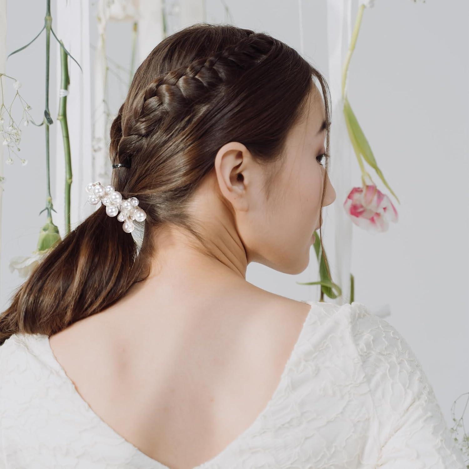 3 Haargummis Perlen Scrunchies Damen Haarschmuck Zopfgummi