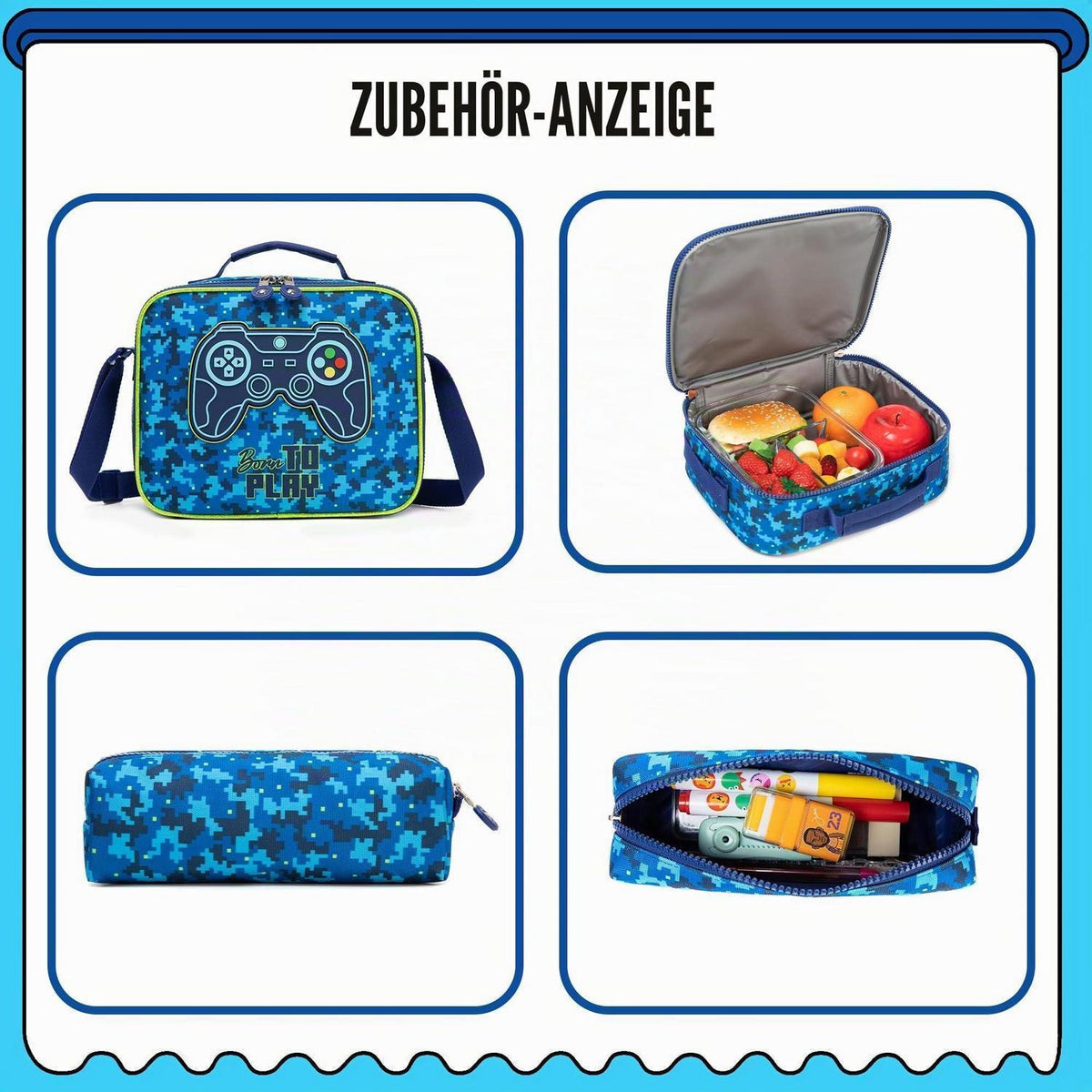 Trolley Rucksack Kinder – Rollen Schulranzen Blau Game