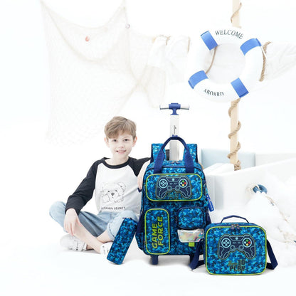 Trolley Rucksack Kinder – Rollen Schulranzen Blau Game