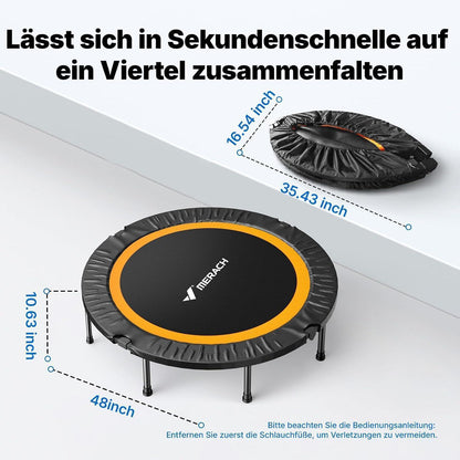 Fitness Trampolin Mini – Faltbar, 102cm/122cm, Leise & Robust