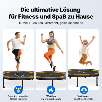 Fitness Trampolin Mini – Faltbar, 102cm/122cm, Leise & Robust