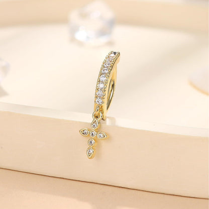 Bauchnabelpiercing Gold Chirurgenstahl mit Zirkonia Kreuz 14G