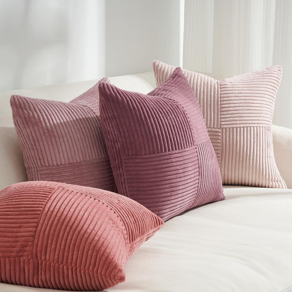 Rosa Kissenbezüge 4er Set – 40x40 cm Windmühlen-Design