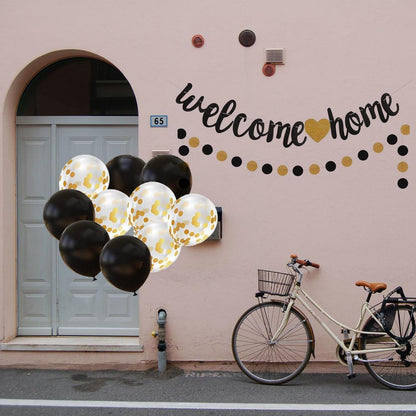 Willkommen Home Deko Set Schwarz Gold Girlande Party Deko