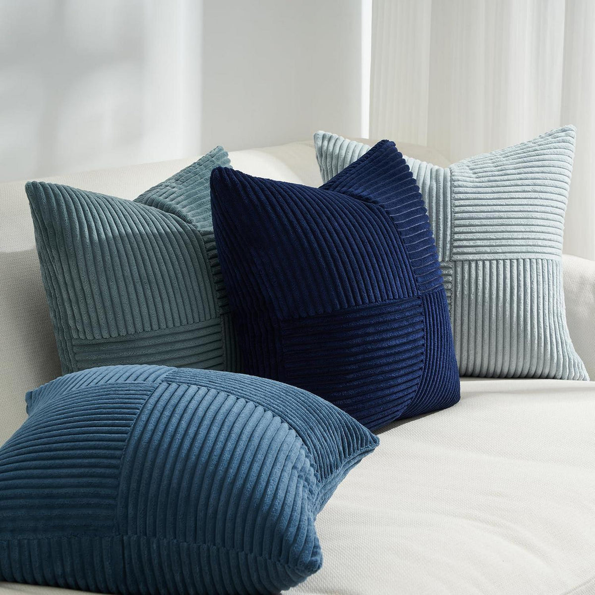 4er Set Sofakissenbezug Blau 45x45 cm Farbverlauf
