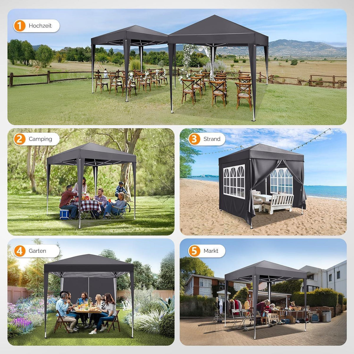 Faltpavillon 3x3m – Wasserdicht & Höhenverstellbar mit Zubehör