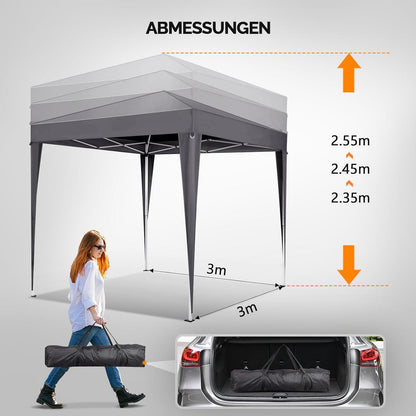 Faltpavillon 3x3m – Wasserdicht & Höhenverstellbar mit Zubehör