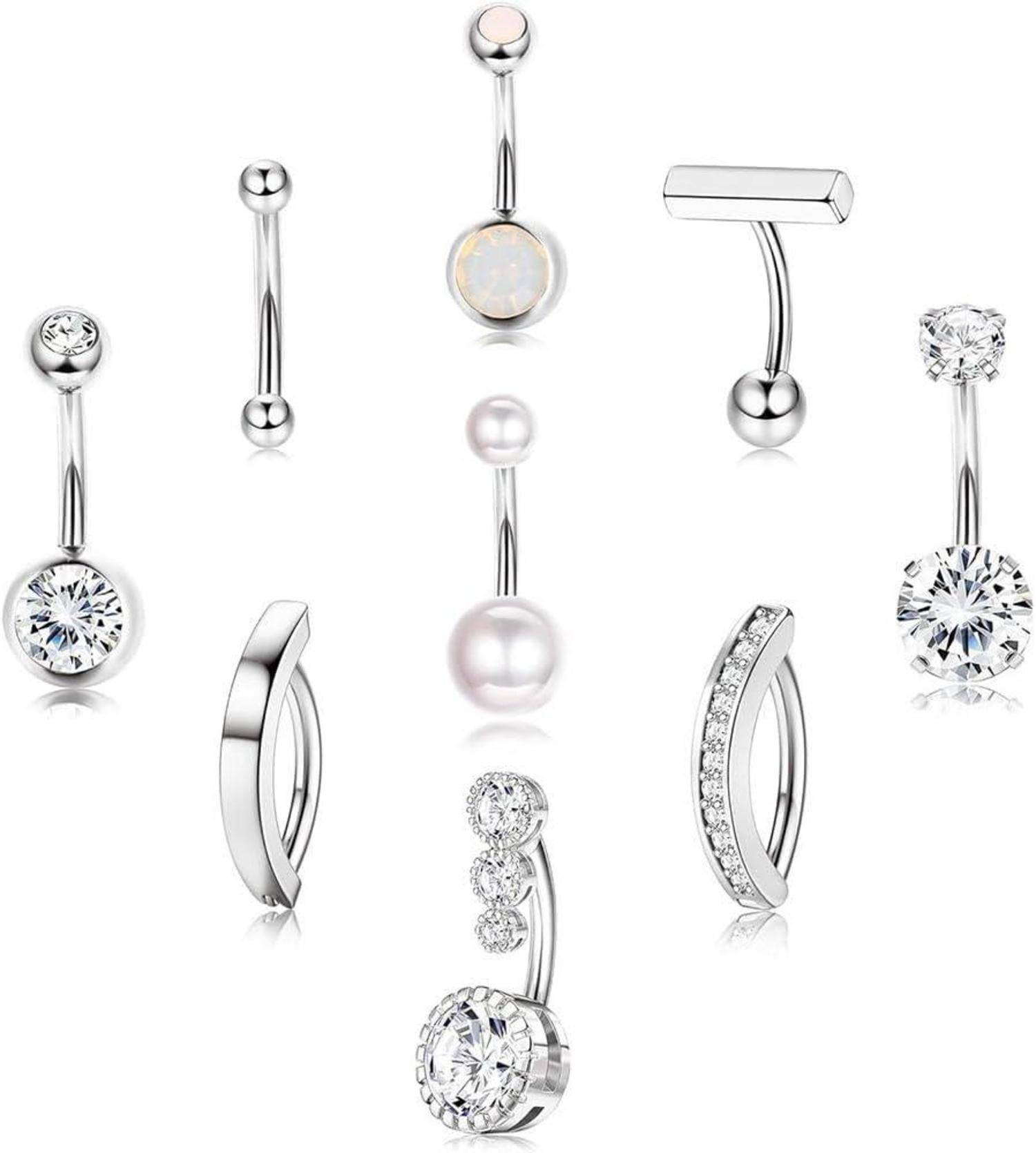 9er Set Bauchnabelpiercing Ringe 14ga 10mm Clicker Schmuck