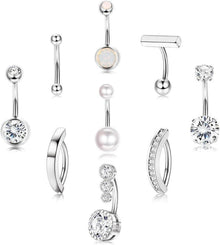 9er Set Bauchnabelpiercing Ringe 14ga 10mm Clicker Schmuck