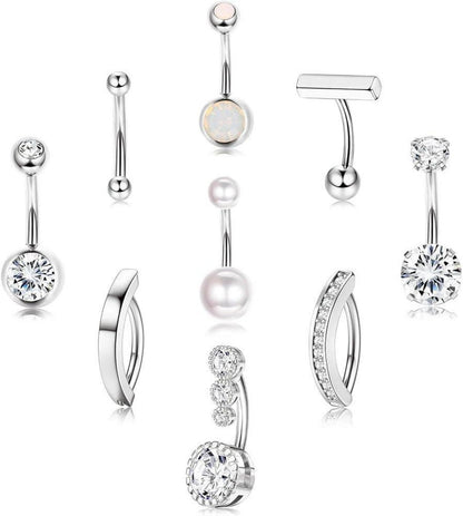 9er Set Bauchnabelpiercing Ringe 14ga 10mm Clicker Schmuck