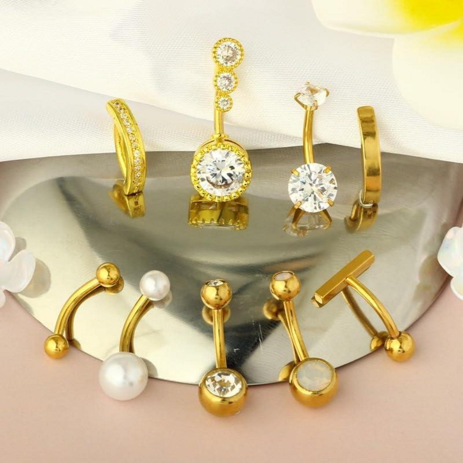 9er Set Bauchnabelpiercing Ring 14ga 10mm Clicker Schmuck Silber Gold