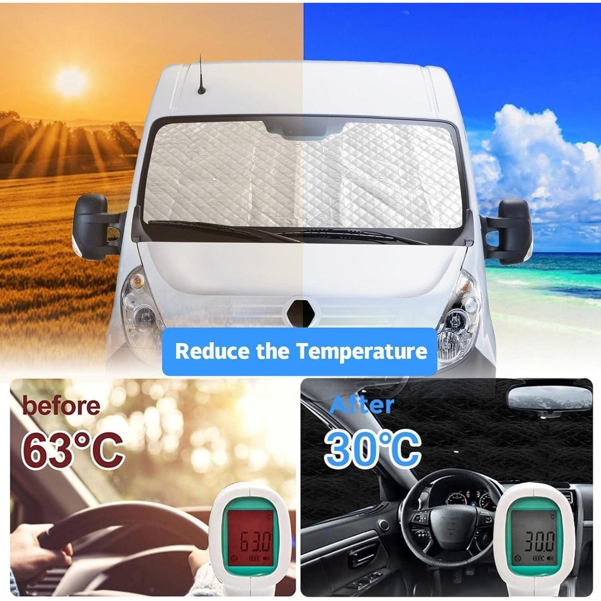 Thermomatte Sprinter Innen 2019-2024 | 7-teilig Sonnenschutz