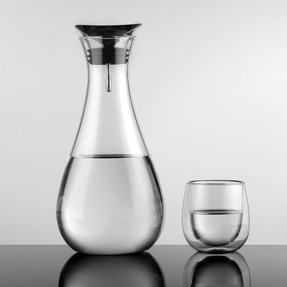 Glaskaraffe 1.8L mit Edelstahl Deckel, Borosilikatglas, tropffrei