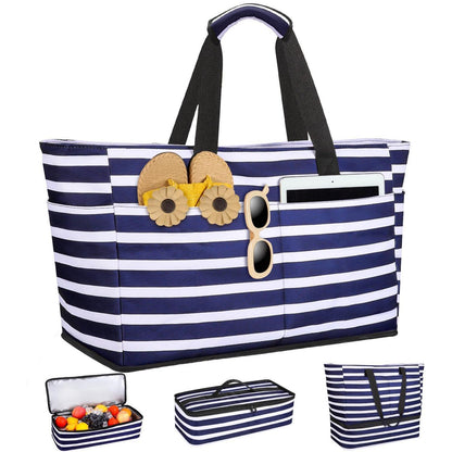 XXL Strandtasche Familie mit Kühltasche – Wasserdicht & 49L