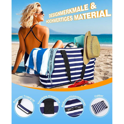 XXL Strandtasche Familie mit Kühltasche – Wasserdicht & 49L