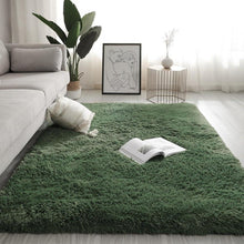 Shaggy Teppich Wohnzimmer Super Weich Dunkelgrün 198 x 228CM