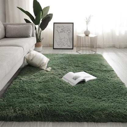 Shaggy Teppich Wohnzimmer Super Weich Dunkelgrün 198 x 228CM