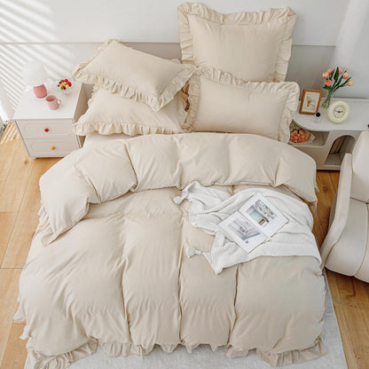 Rüschen Kissenbezug 40x60 cm, 2er Set, Beige