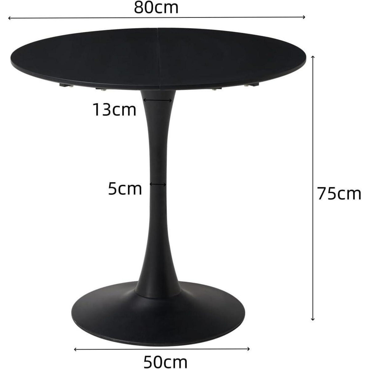 Moderner runder Esstisch Schwarz 80cm – Ideal für kleine Räume