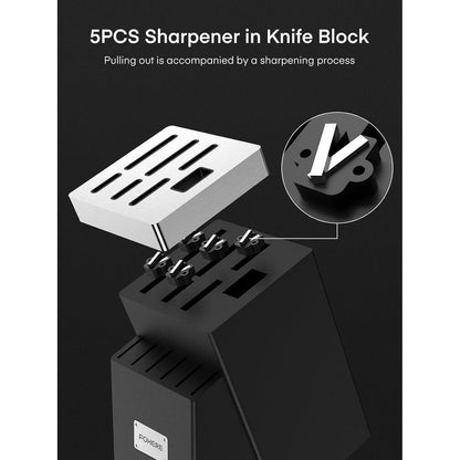 Messerblock Set mit 14 Messern & Schärfer, Edelstahl, Ergonomisch