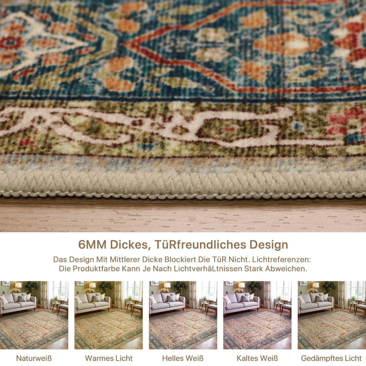 Läufer Flur Teppich 80x150 cm Vintage Terrakotta Waschbar