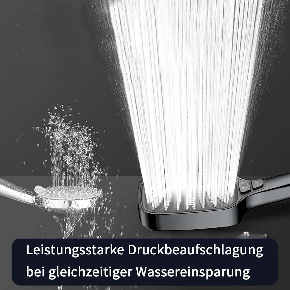 Regendusche Handbrause 8 Strahlarten & Stoppfunktion Grau