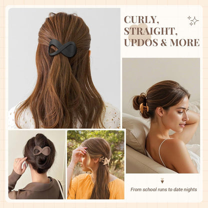 4er Set Flache Haarspangen Große Haarklammern Rutschfest Braun