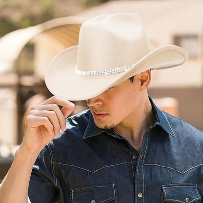 Damen Fedora Hut mit breiter Krempe & Strass – Retro Panama Hut