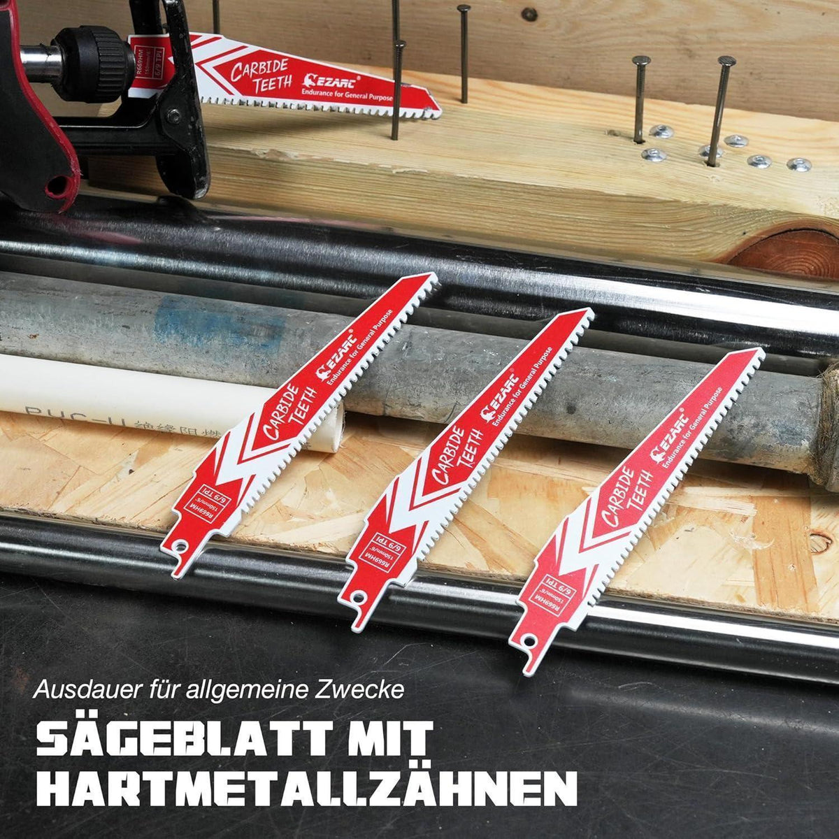 Hartmetall-Säbelsägeblätter 225mm 6/9 TPI für Holz & Metall