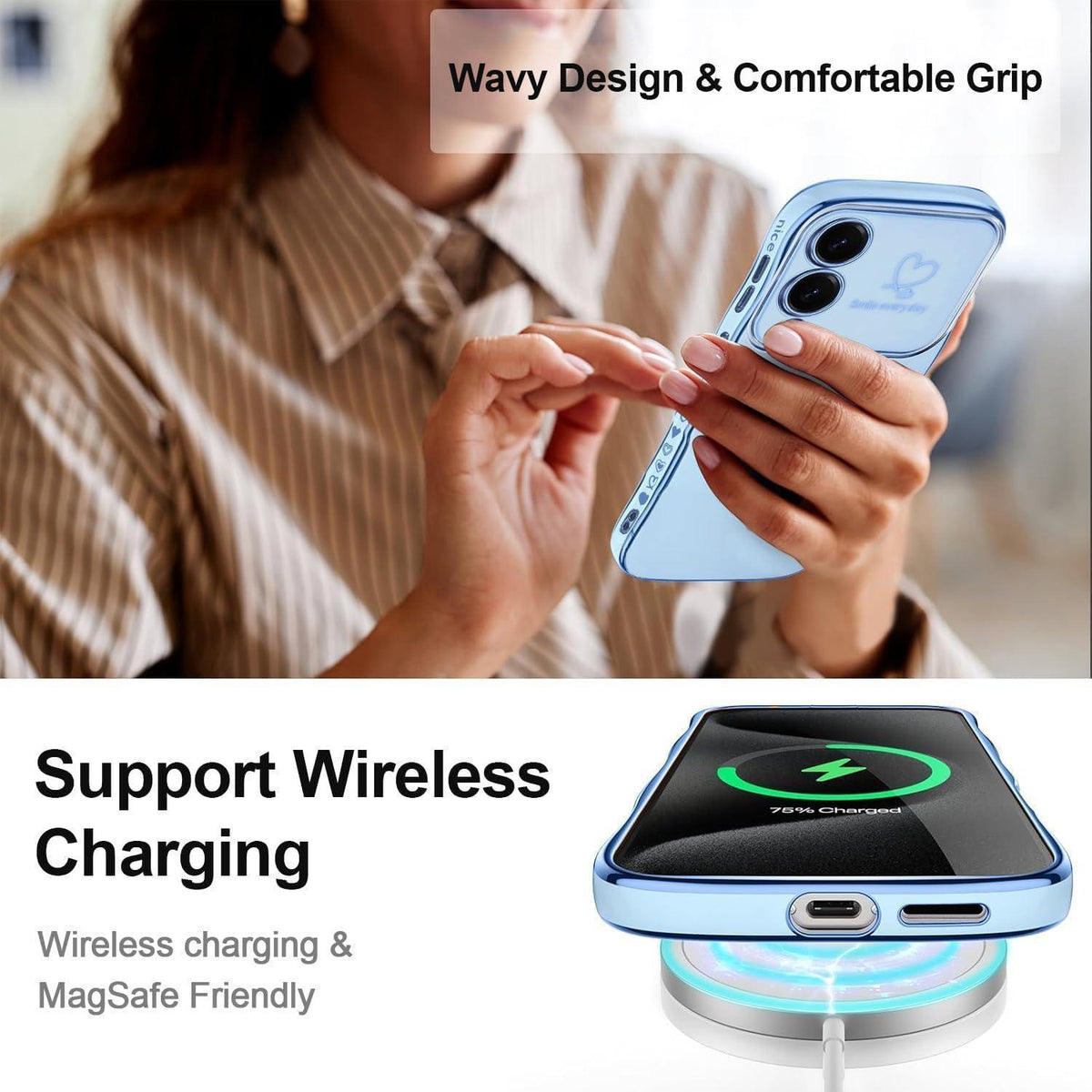 Handyhülle Samsung S25 Edge Mädchen Wellen Galvanisiert Blau
