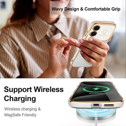 Handyhülle Samsung S25 Edge Mädchen Wellen Galvanisiert Weiß