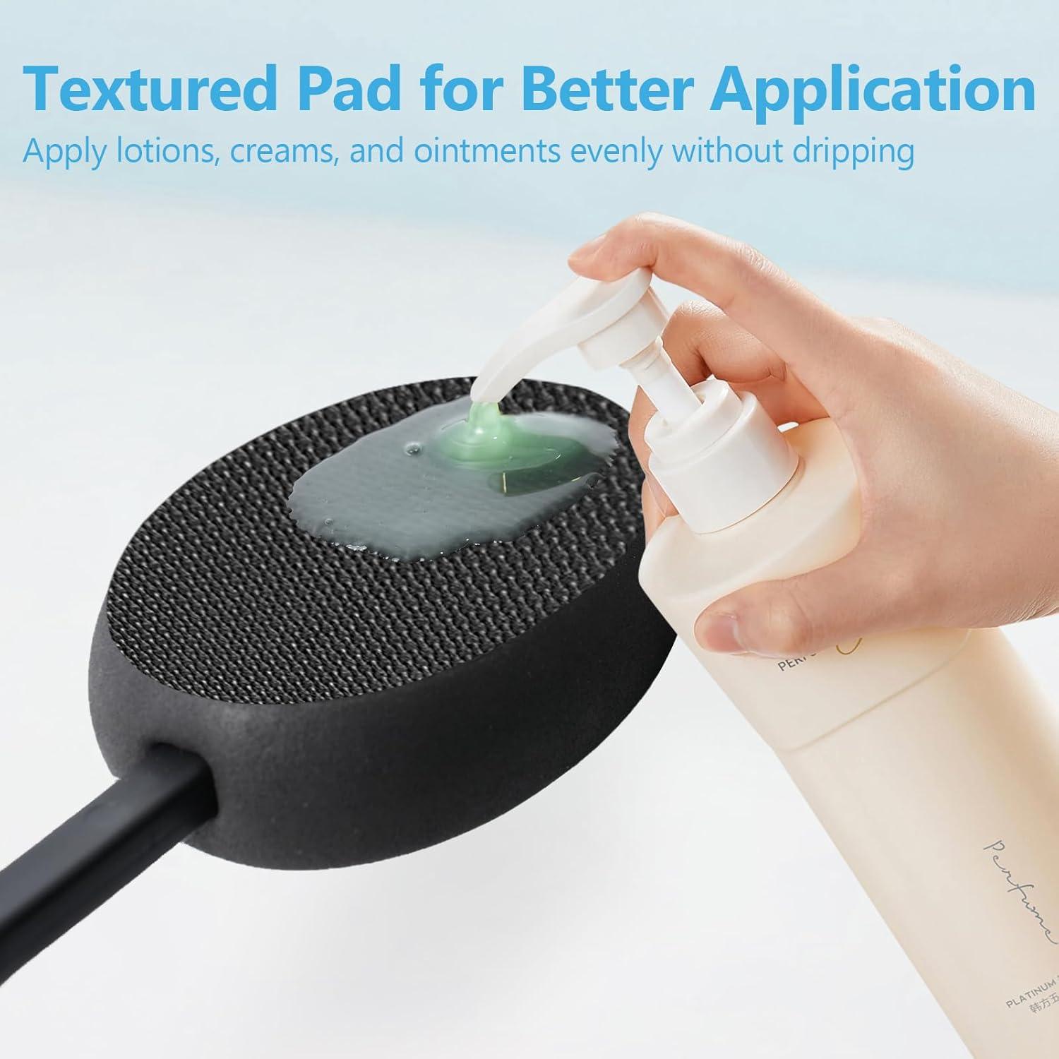 Rücken-Lotionapplikator mit langem Griff und 3 waschbaren Pads - Schwarz
