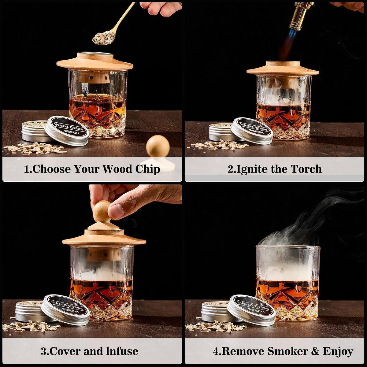 Whisky Smoker Set mit Steinen & Taschenlampe – Geschenk für Männer