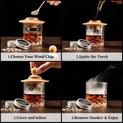 Whisky Smoker Set mit Steinen & Taschenlampe – Geschenk für Männer