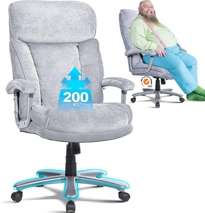 Bürostuhl Chefsessel 200KG Gasfeder Hochlehne Samt Sitztiefe 52cm