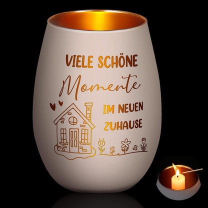 Windlicht aus Glas mit Gravur "Viele schöne Momente"