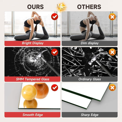 Großes Wandspiegel Fitness 210x100cm – Für Yoga, Tanz & Home Gym
