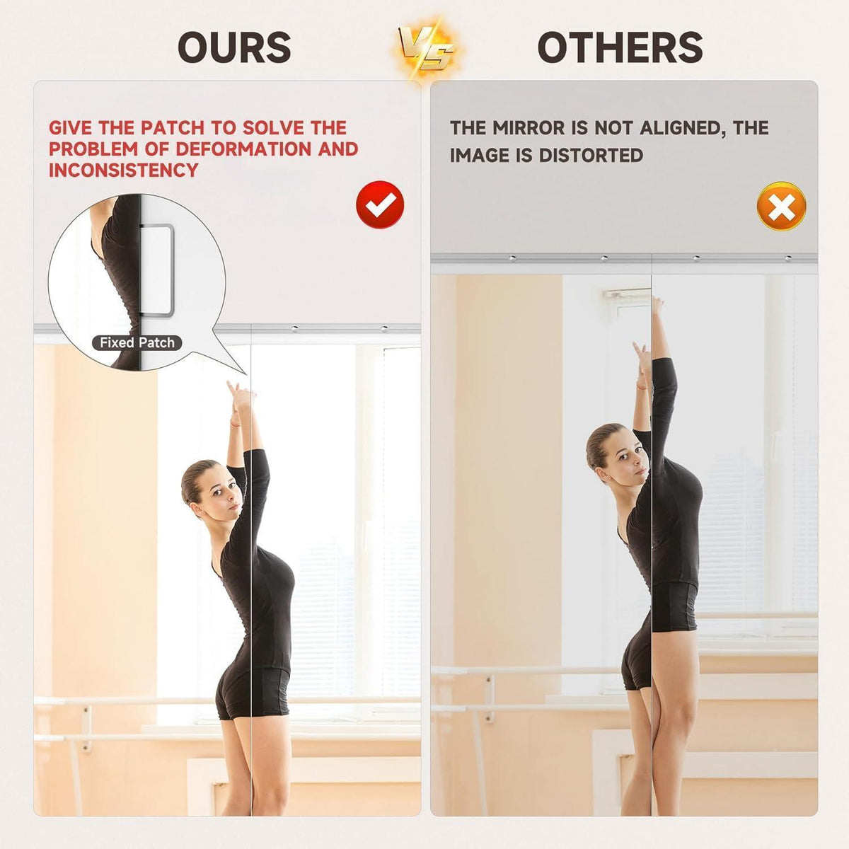 Ganzkörperspiegel 140x52cm - 2er Set für Fitnessraum & Yoga