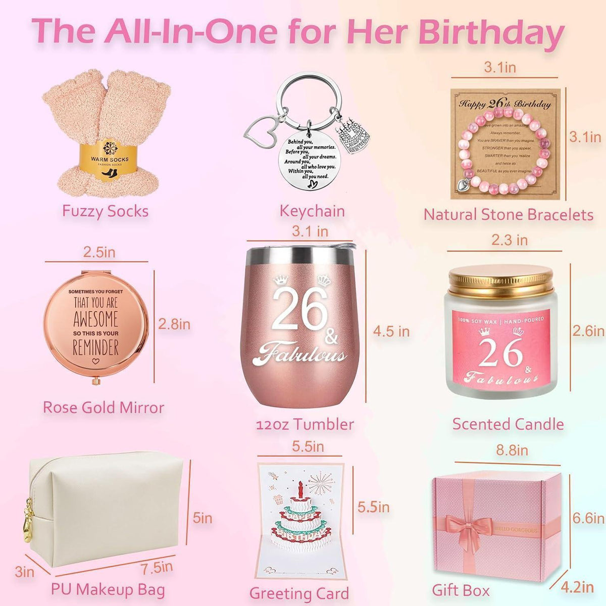 Geschenkset für 26. Geburtstag – Überraschung für Frau & Freundin