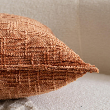 2x Chenille Kissenbezug 30x50 cm Rost - Weiche Boho Deko