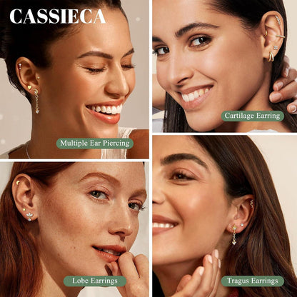 Helix Piercing Set für Damen | 15pcs Gold & Silber Ohrringe