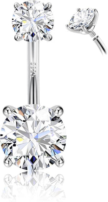 925 Silber Bauchnabelpiercing Gold Zirkonia Lang 14G
