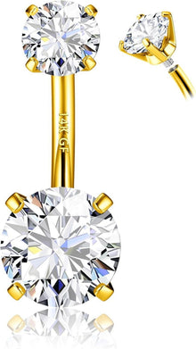 925 Silber Bauchnabelpiercing Gold Titan Zirkonia 6-12mm