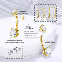Hypoallergenes Gold Silber Bauchnabelpiercing Zirkonia 14G
