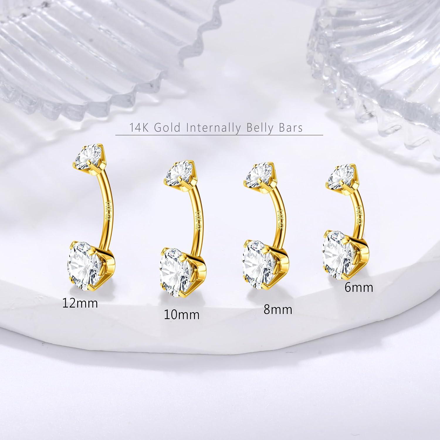 925 Silber Bauchnabelpiercing Gold Titan Zirkonia 6-12mm